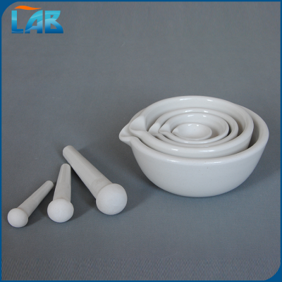 Manufacturer High Quality Supplier Lab Porcelain Ware Ceramic Motars with spout with pestles glazed