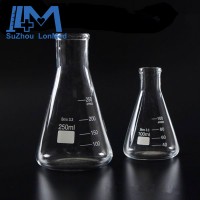 Chemical lab glassware erlenmeyer flask with detailed graduations